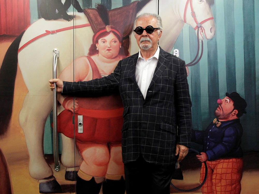 Colombian painter and sculptor Fernando Botero poses inside the 