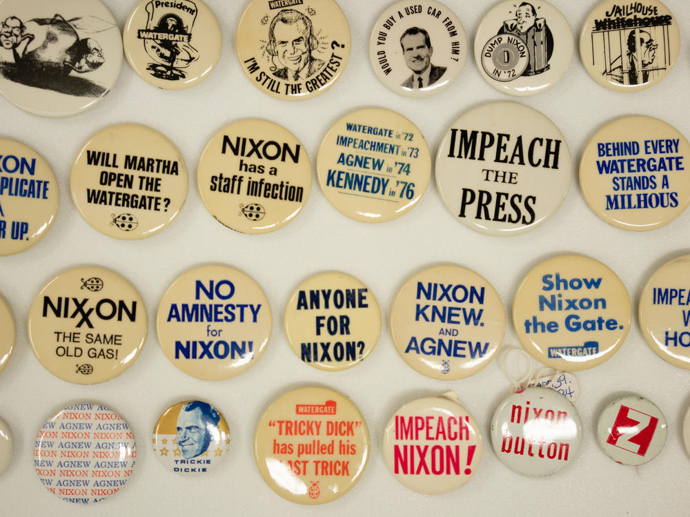 The National Museum of American History has some impeachment buttons from the Nixon years in their collection.