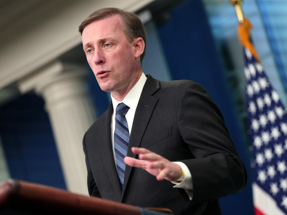 National security adviser Jake Sullivan speaks to reporters at the White House on Sept. 15 about President Biden's upcoming meetings at the United Nations General Assembly.