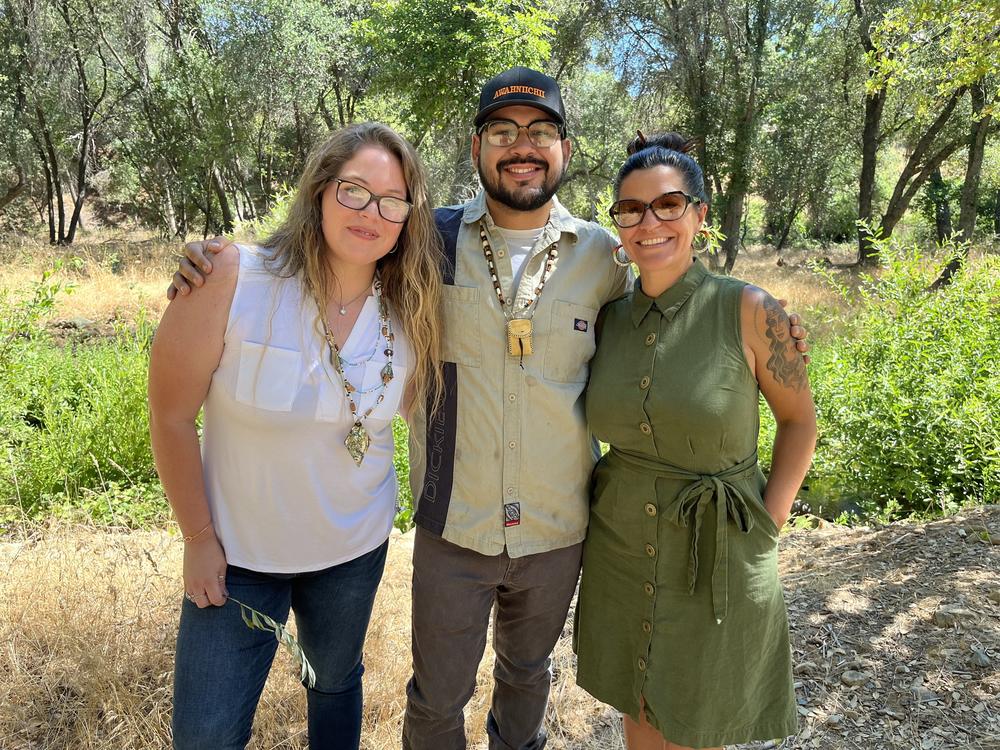 Members of the Southern Sierra Miwuk tribal council: Jazzmyn Gegere Brochini (left), Aanthony Lerma and Tara Fouch-Moore.