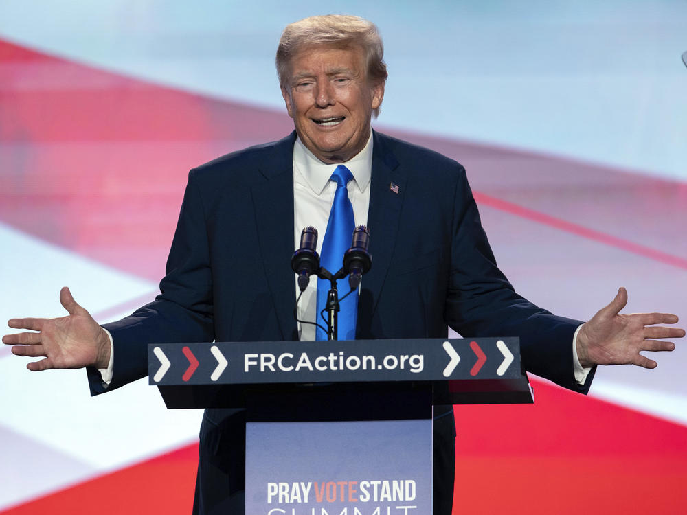 Former President Donald Trump speaks at an event in Washington on September 15.