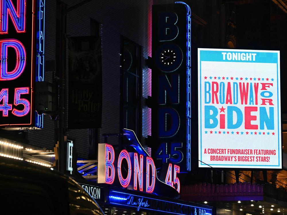 President Biden went to four fundraisers while he was in New York City attending the U.N. General Assembly, including this one at the Lunt-Fontanne Theatre on Broadway on Sept. 19.