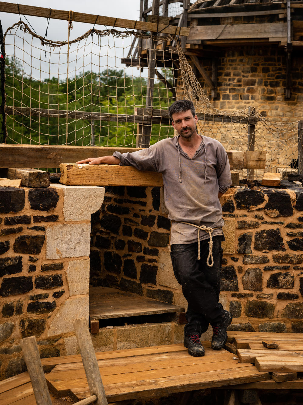 Guillaume Glotin, head of masonry, at the Guédelon Castle near Treigny, France.