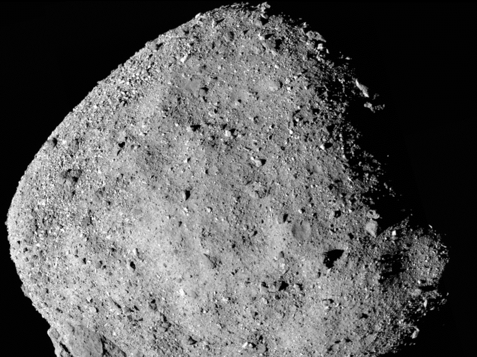 This mosaic composed of images of the asteroid Bennu taken by the OSIRIS-REx spacecraft shows its surprisingly rubble-strewn surface.