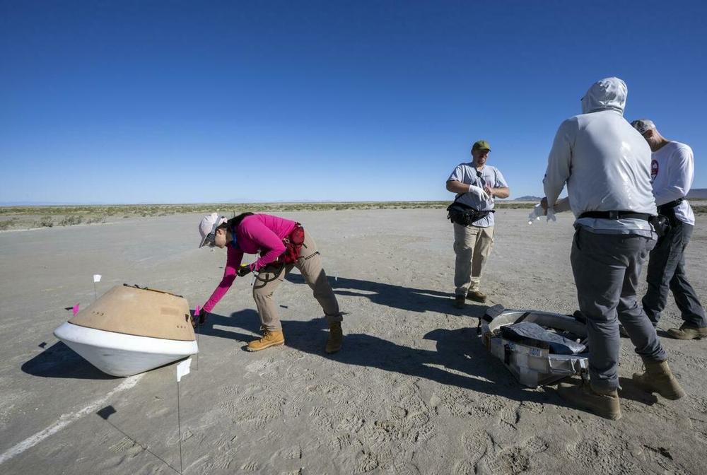 Last month team members practiced retrieving the sample return capsule, using a replica, at the Department of Defense's Utah Test and Training Range.