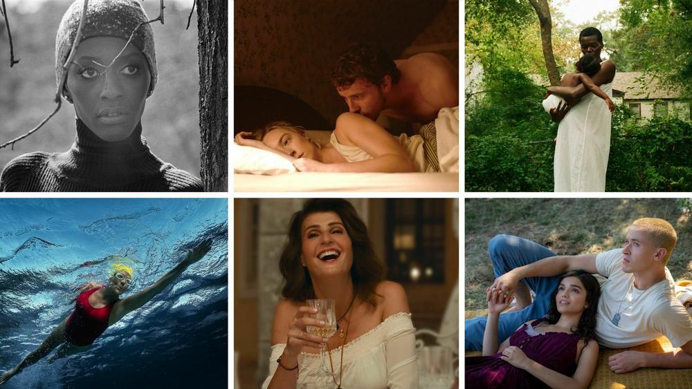 Clockwise from top left: <em>Invisible Beauty</em>,<em> Foe</em>,<em> All Dirt Roads Taste of Salt</em>,<em> The Hunger Games: The Ballad of Songbirds & Snakes</em>,<em> </em><em>My Big Fat Greek Wedding 3 </em>and <em>Nyad.</em>