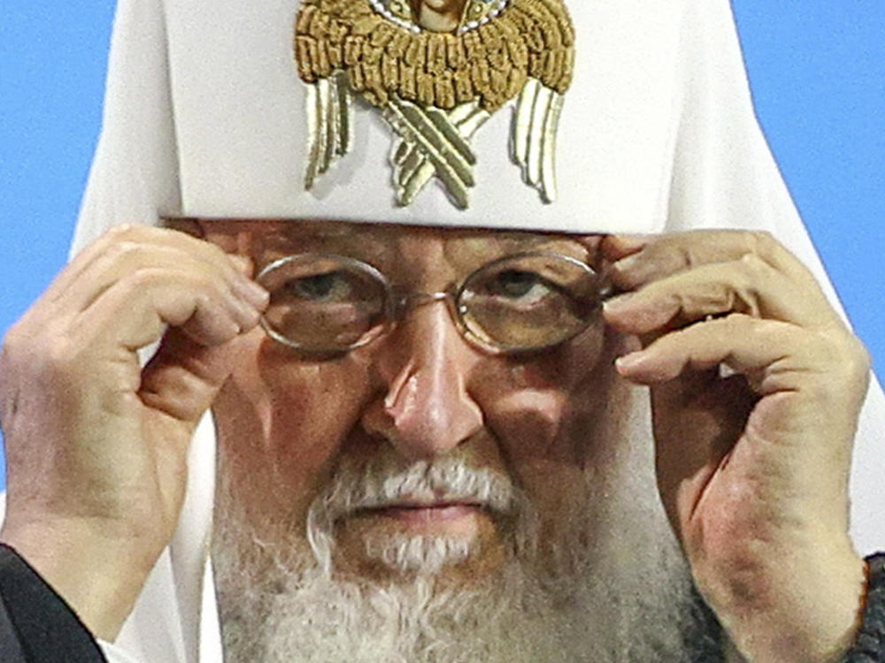 The Mosow Patriarch Kirill, head of the Russian Orthodox Church, has blessed Russia's invasion of Ukraine. He's seen here at an economic summit in St. Petersburg, Russia, July 27.