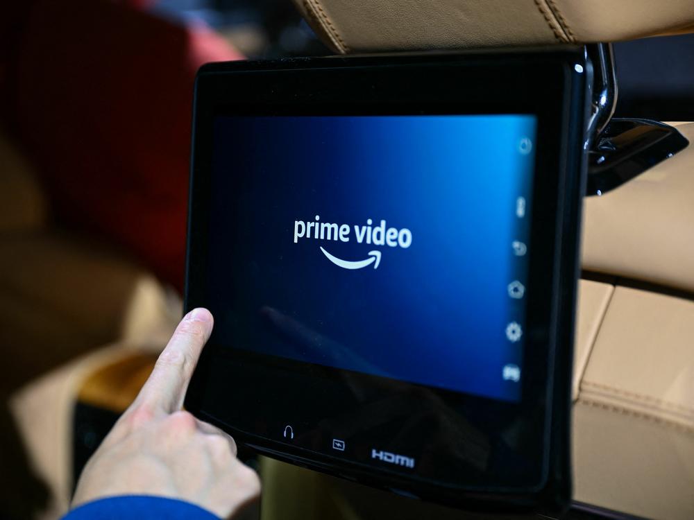 The Amazon Prime Video logo is displayed in a Jeep Grand Wagoneer SUV taken on Jan. 7.