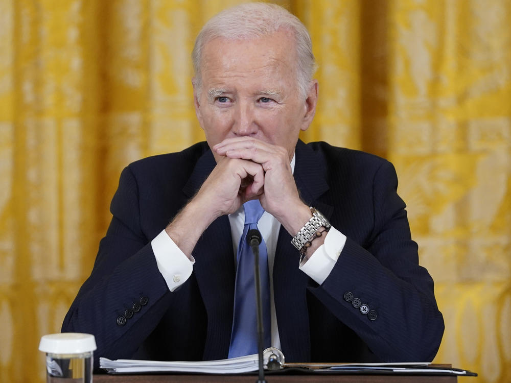 President Joe Biden listens during a meeting with Pacific Islands Forum leaders during the U.S.-Pacific Islands Forum Summit in the East Room of the White House on Monday, Sept. 25, 2023, in Washington.