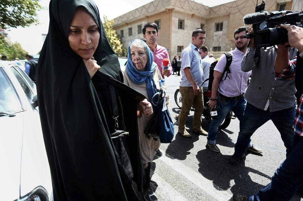 Yeganeh leaves the Revolutionary Court after a hearing on August 10, 2015 for her husband in the capital Tehran.