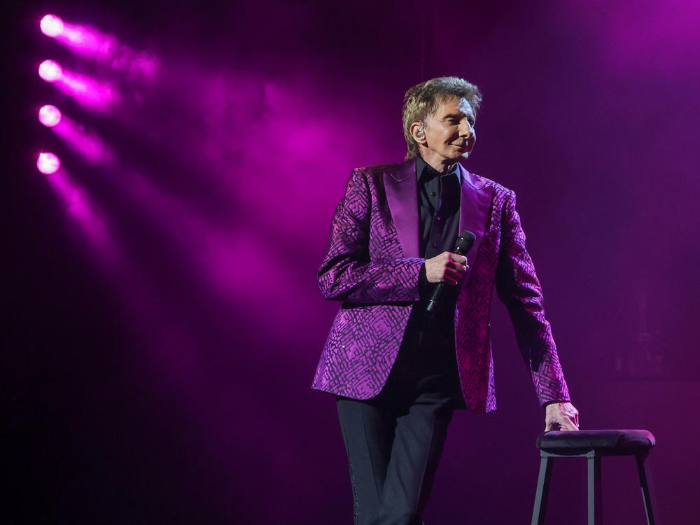 Barry Manilow looks on at his concert in Las Vegas on September 21.