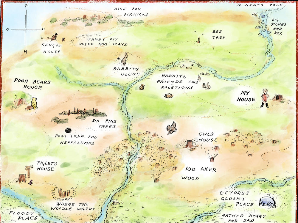 The map of Winnie-the-Pooh's world looks very different in Who Gives A Crap's <em>Deforested Edition</em>.