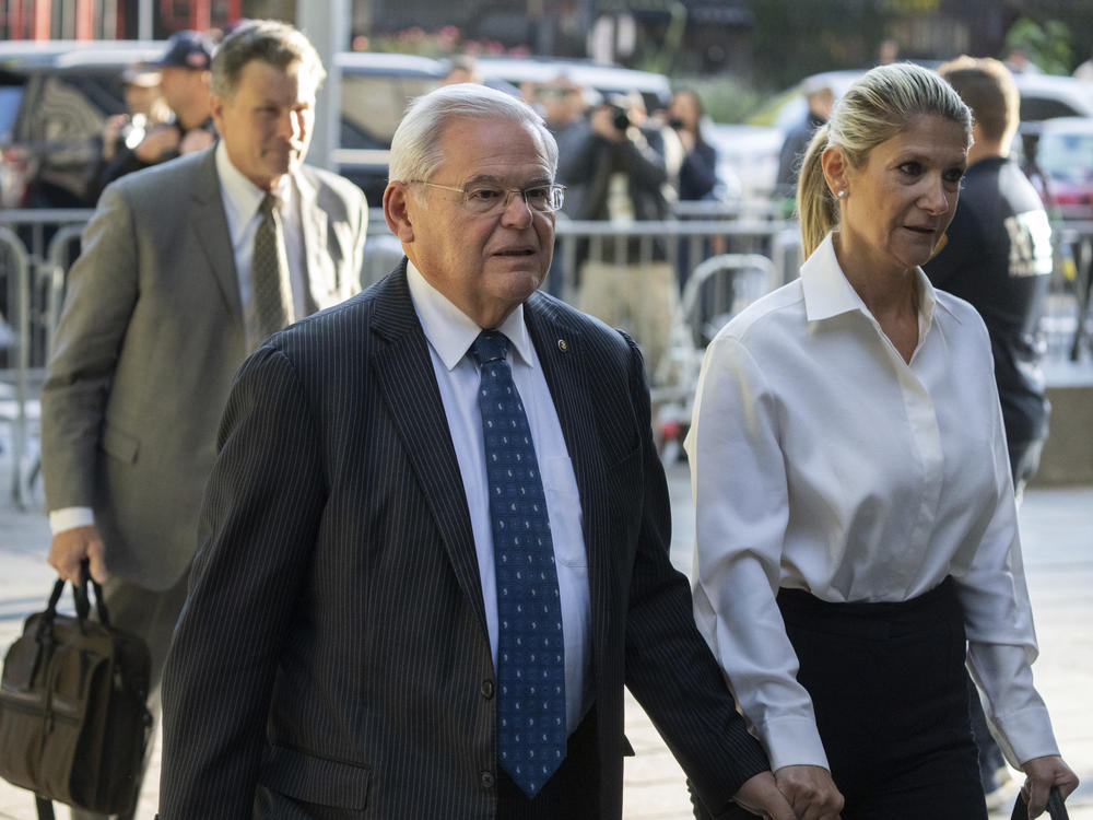 Democratic Sen. Bob Menendez of New Jersey and his wife Nadine Menendez arrive to the federal courthouse in New York on Wednesday.