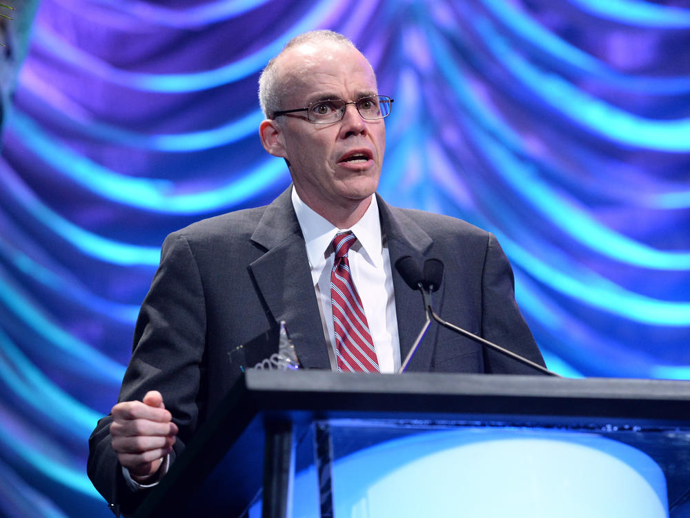 Honoree Bill McKibben accepts the EMA Lifetime Achievement Award onstage during the 23rd Annual Environmental Media Awards presented by Toyota and Lexus at Warner Bros. Studios on Oct. 19, 2013, in Burbank, California.