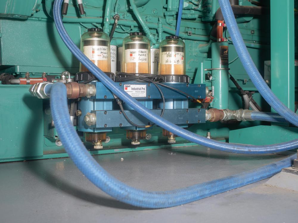 Detail of diesel engine at MCAS Miramar in San Diego, California.
