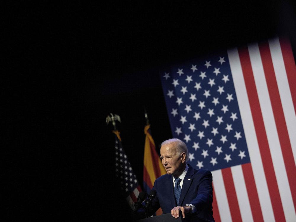 President Biden delivers remarks on democracy in Phoenix on Sept. 28, 2023.