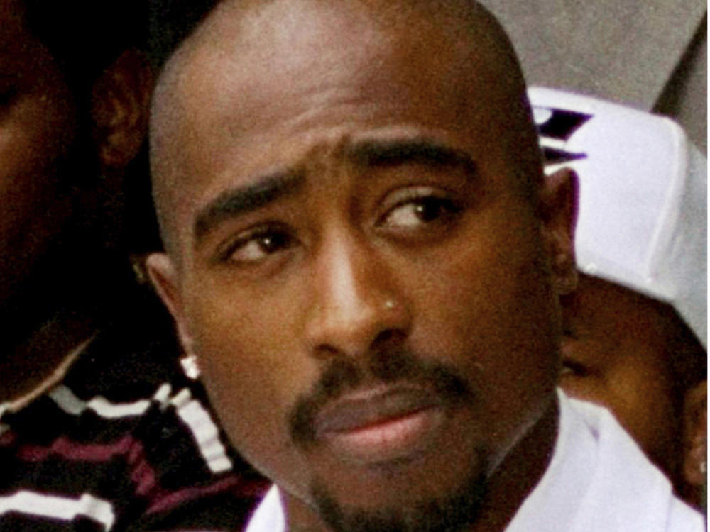 Rapper Tupac Shakur attends a voter registration event in South Central Los Angeles, Aug. 15, 1996. Las Vegas police said they have made an arrest, Friday, Sept. 29, 2023, for the first time in the 1996 killing of rapper Tupac Shakur.