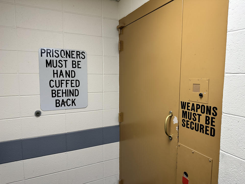 The entrance to the Flathead County Detention Center in Kalispell, Montana. Many inmates wait for months to be admitted to the Montana State Hospital for mental health treatment so they can stand trial.