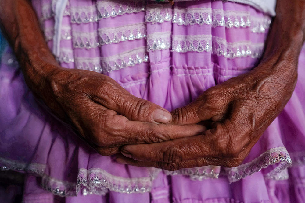 The hands of Francisca, a Mixteco midwife from Rio Iguapa, in the Montaña region of the Mexican state of Guerrero.