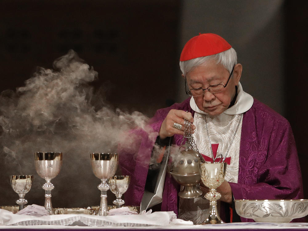 Cardinal Joseph Zen, a vocal opponent of attempts by Beijing and the Vatican at rapprochement, is shown presiding over a vigil Mass for Bishop Michael Yeung in Hong Kong, Thursday, Jan. 10, 2019.