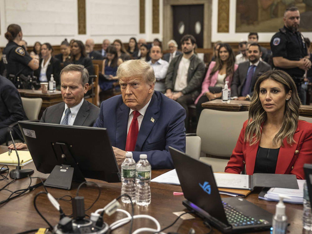 Former President Donald Trump appears in court for a civil fraud case at a Manhattan courthouse, in New York on Tuesday.