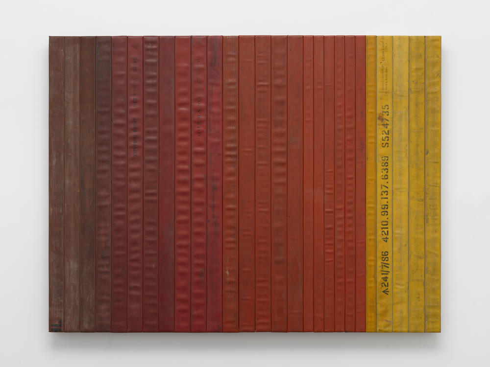 Theaster Gates, <em>Civil Color Spectrum, </em>2023. Wood and decommissioned fire hose.