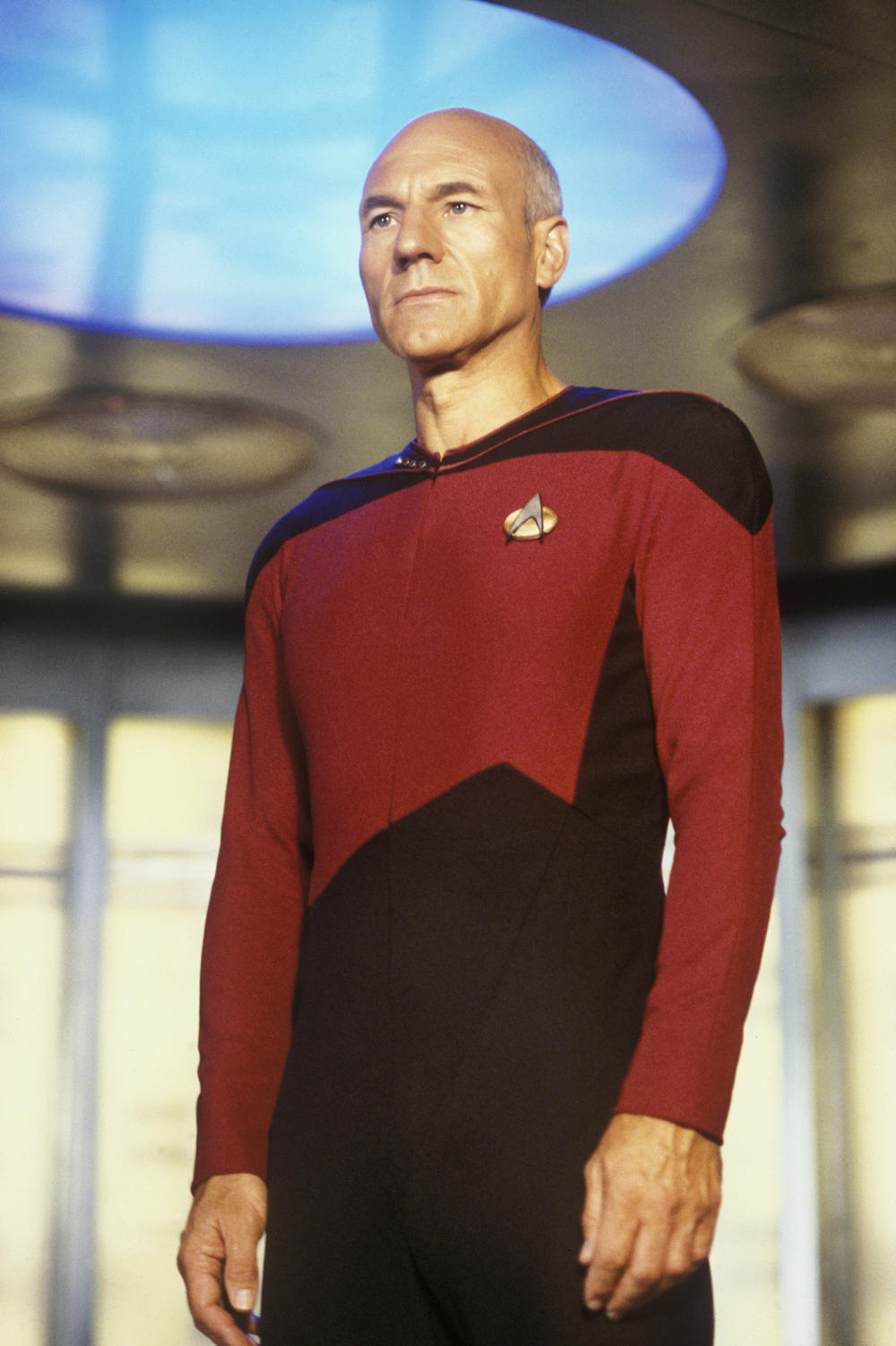 Patrick Stewart on the set of <em>Star Trek: The Next Generation</em> in 1987.