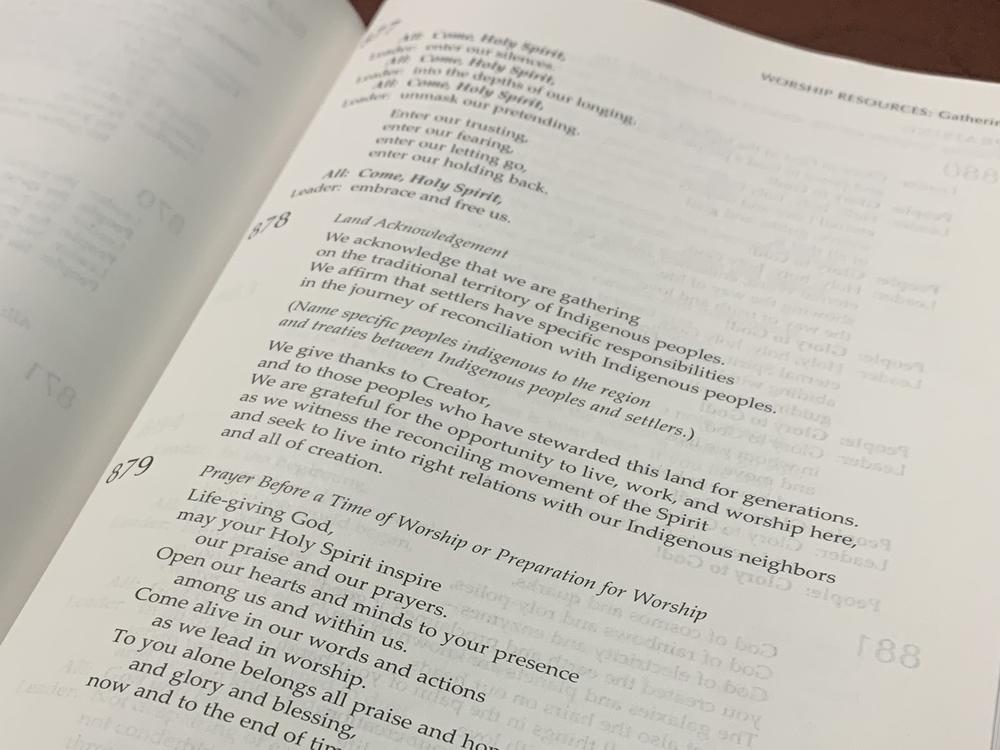 The Mennonite order for land acknowledgement says that 