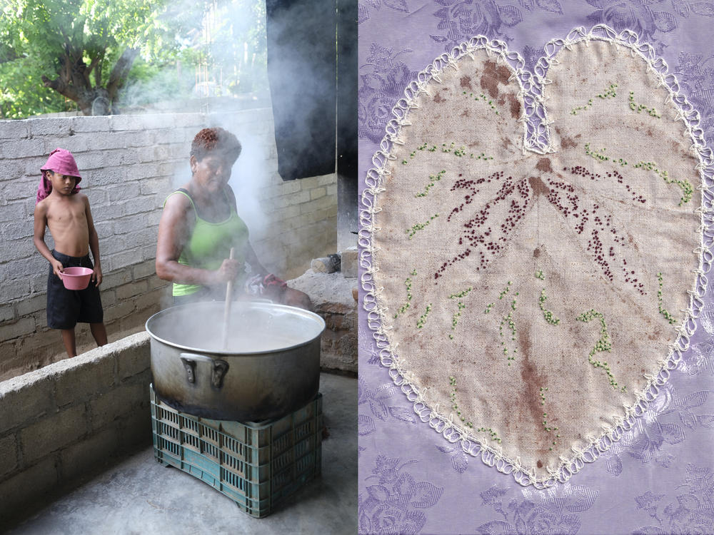 Emma (left), who possesses great knowledge of plants along with many of the women along the Costa Chica regions of Guerrero and Oaxaca, uses the Hoja Santa leaves (right) as healing pads for her grandchildren when they have a cold. The leaves are heated in the stove and placed with ointments on a patient's chest or back.