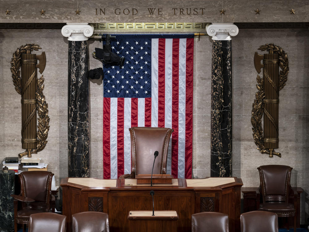 The speaker's dais is seen in the House of Representatives of the Capitol in Washington. After House Speaker Kevin McCarthy was voted out of the job by a contingent of hard-right conservatives this week, House GOP leaders are now grappling to find a new speaker.