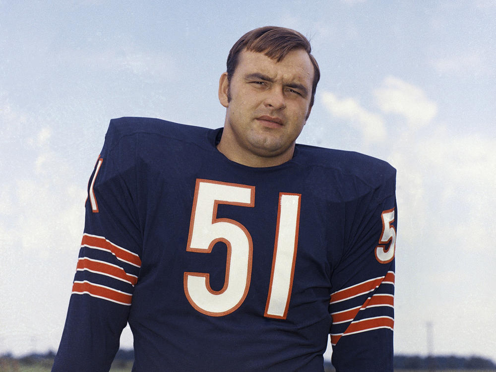 Chicago Bears linebacker Dick Butkus poses for a photo in 1970. Butkus, a fearsome middle linebacker for the Bears, has died, the team announced Thursday, Oct. 5, 2023. He was 80. According to a statement released by the team, Butkus' family confirmed that he died in his sleep overnight at his home in Malibu, Calif.
