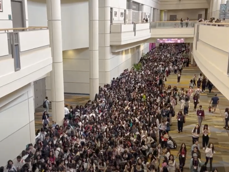 Tech workers said they saw unusually high numbers of men in a monster line for a career expo at a tech conference aimed at elevating women and nonbinary workers.