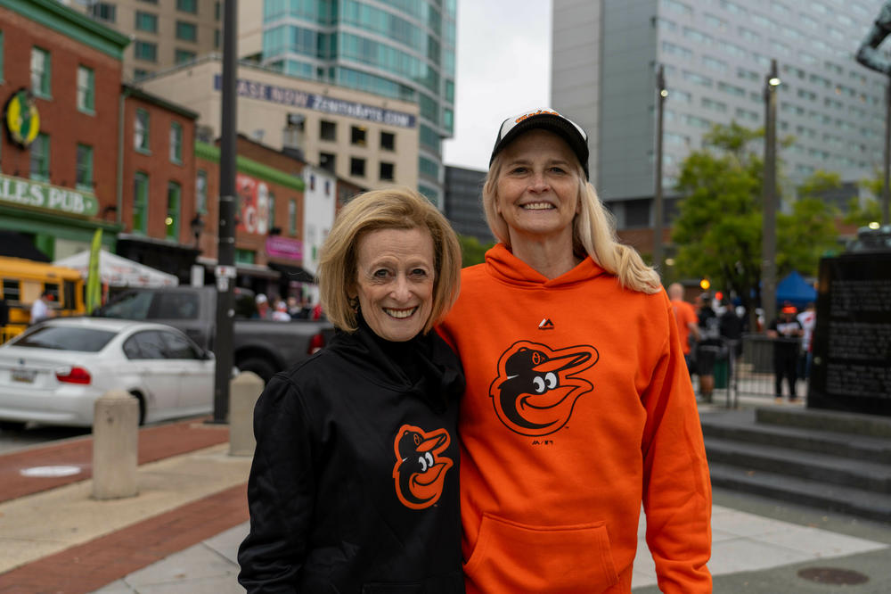 Joanne Mandelle (left) and Kathy Buckner are lifelong Orioles fans.