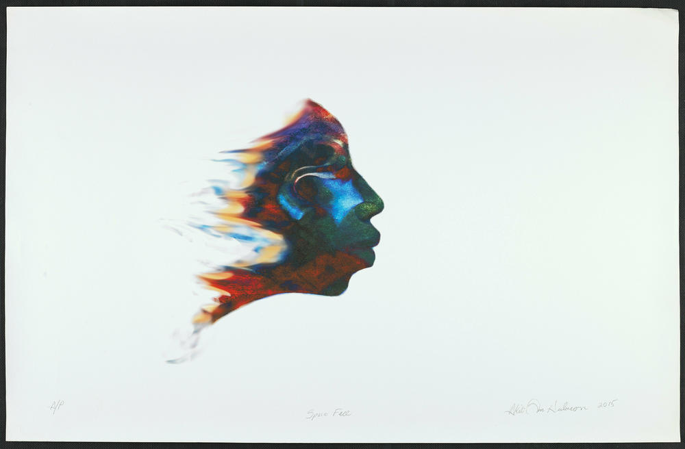 <em>Space Fall </em>by Akili Ron Anderson, 2015 Lithograph 24 x 37, from The Ronald W. and Patricia Walters Collection at the Howard University Gallery of Art.