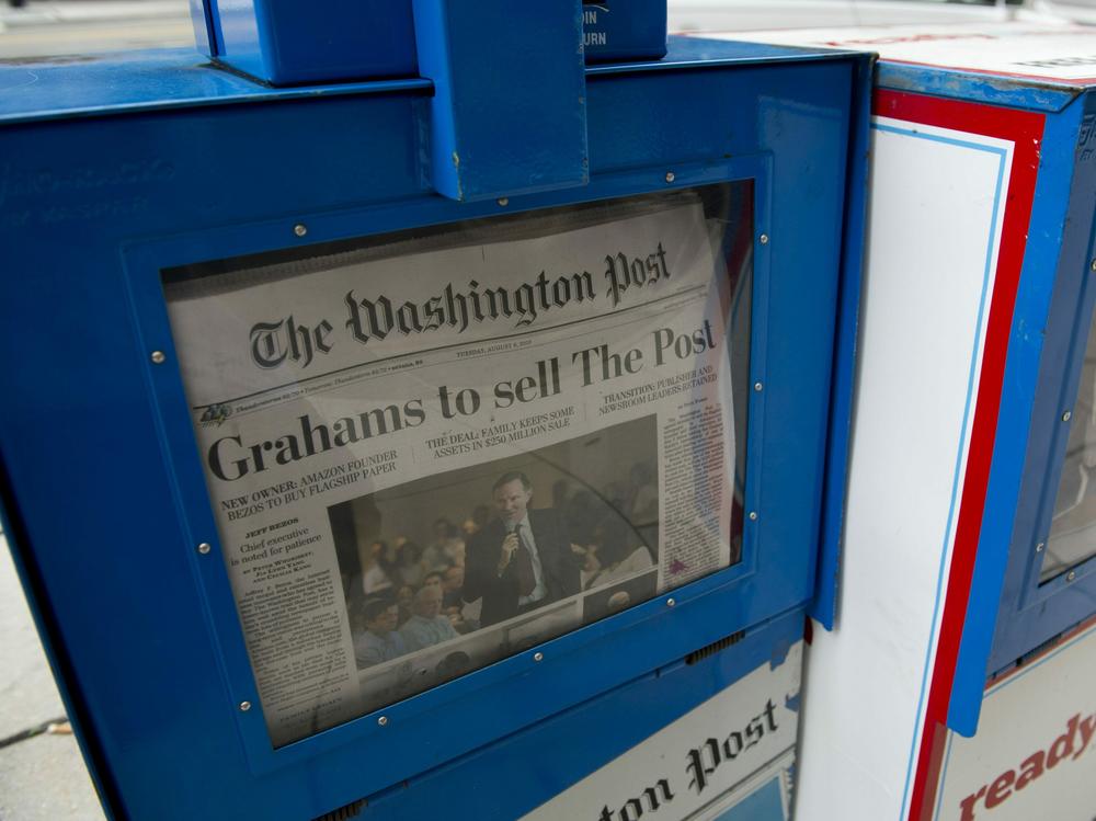 The front page of <em>The Washington Post</em> newspaper from Aug. 6, 2013, the day after it was announced that Amazon founder Jeff Bezos had agreed to purchase the newspaper from the Graham family.