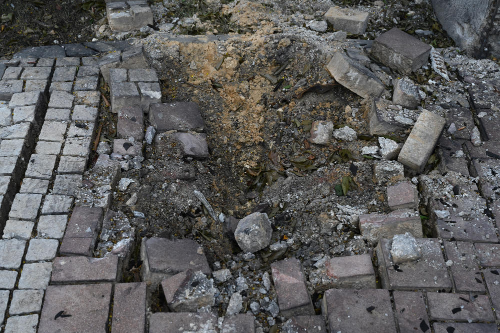 A street that was hit by a rocket from Gaza on Tuesday in Sderot, Israel.