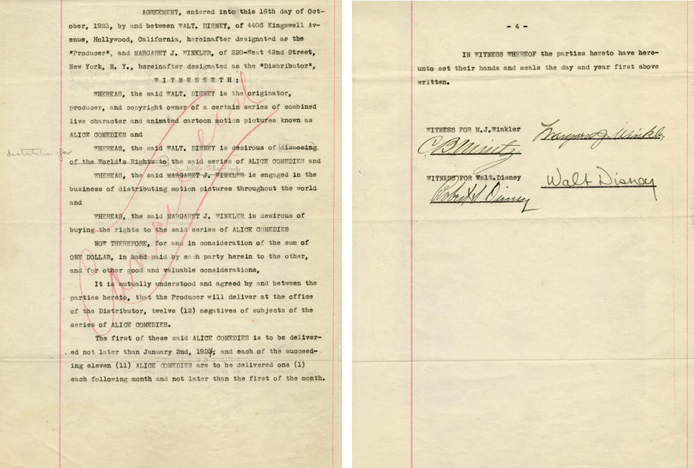 Alice Comedies contract page