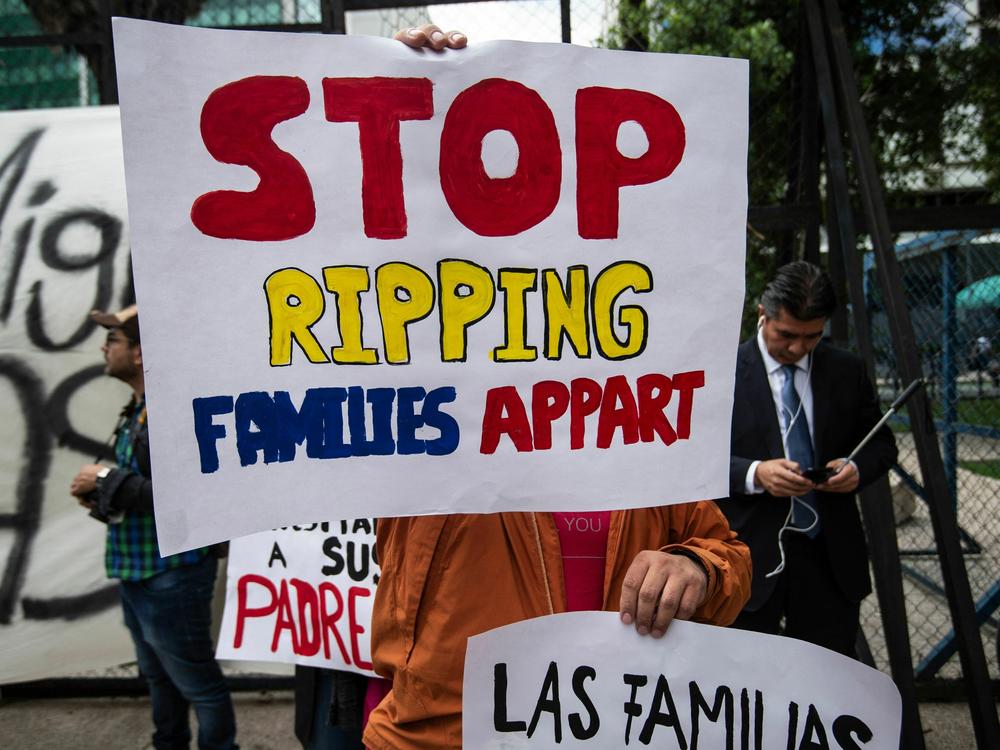 People take part in a protest against U.S. immigration policies outside the U.S. Embassy in Mexico City on June 21, 2018.