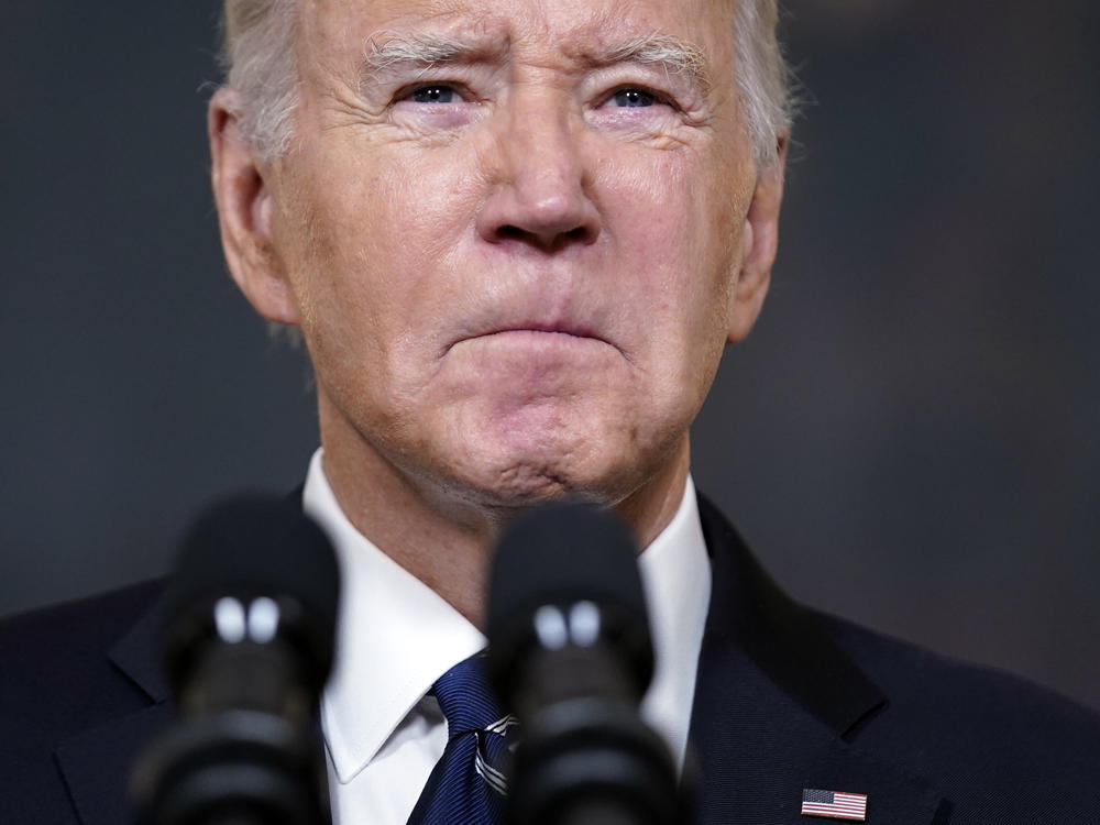 President Biden is pictured at the White House on Oct. 10, giving remarks about the attack by Hamas on Israel.