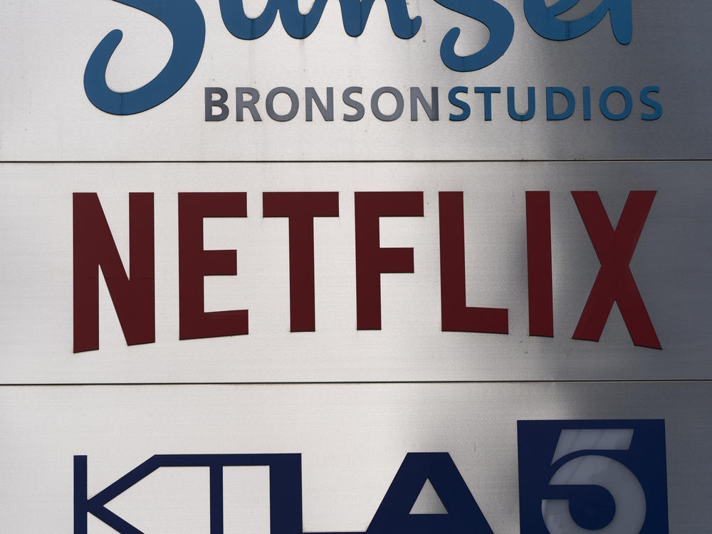 Netflix sign is photographed outside its office building in Los Angeles, Wednesday, April 20, 2022.
