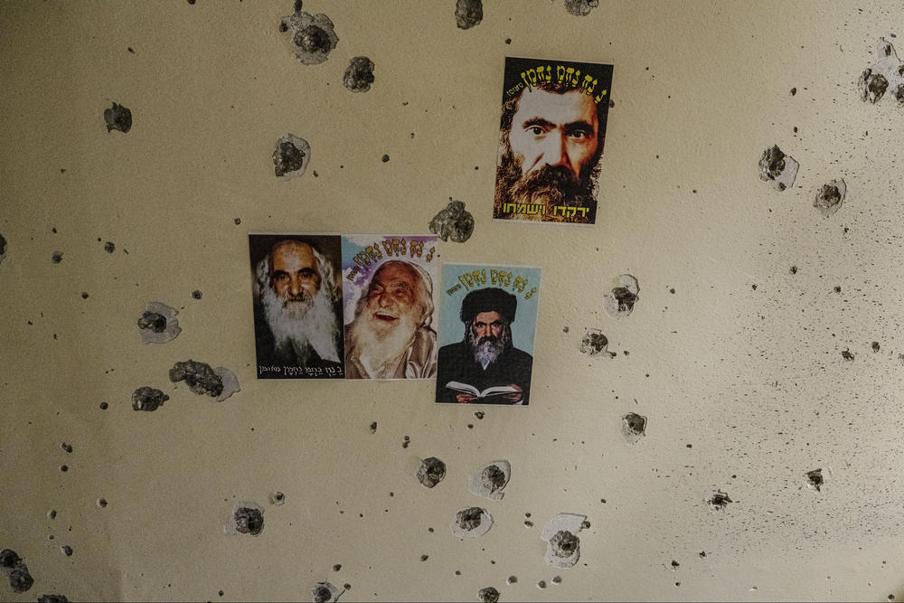 Inside a bomb shelter outside Kfar Aza.