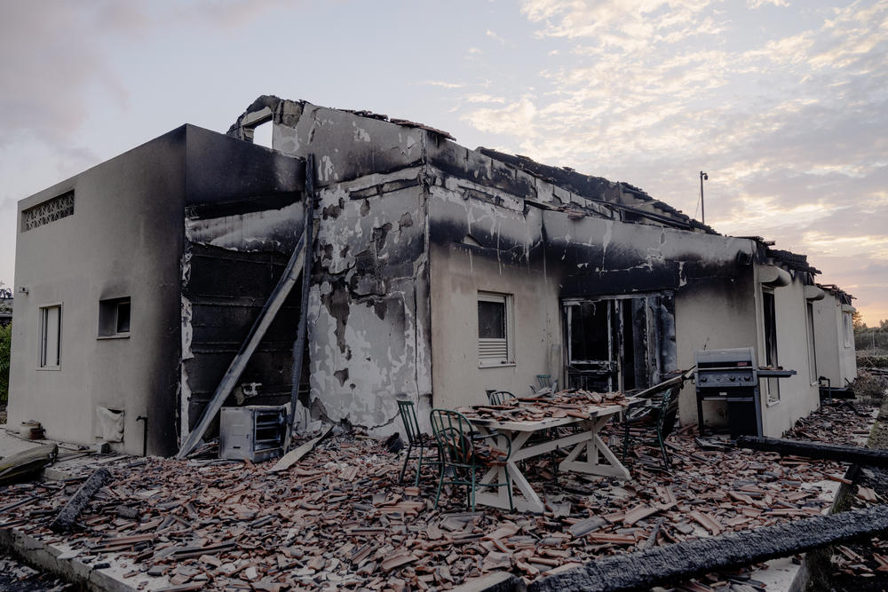 A destroyed house belonging to Dan Alom.