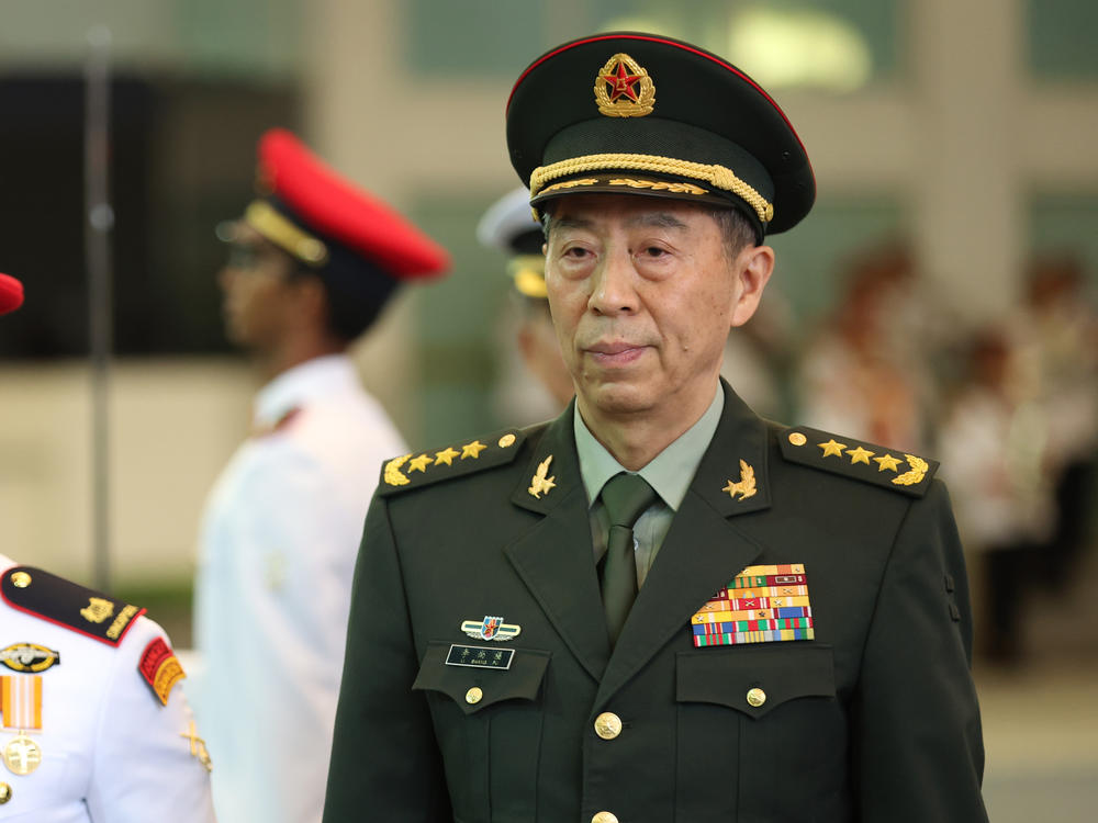 Li Shangfu in Singapore on June 1. He served as China's defense minister this year but Chinese leaders removed him on Tuesday.