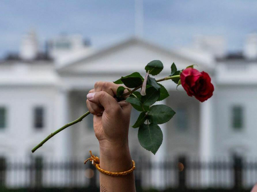 Protesters demonstrate against the Israeli military operations in Gaza during a rally in front of the White House on Oct. 20.