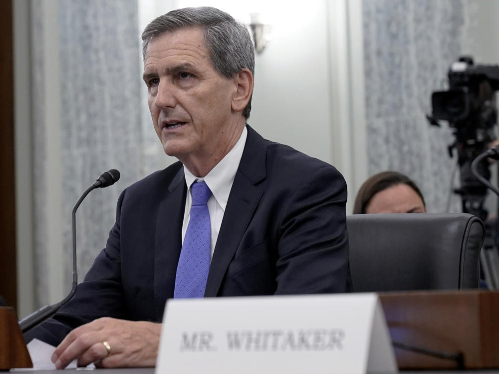 Michael Whitaker of Vermont testifies during his nomination to be administrator of the Federal Aviation Administration, Department of Transportation, Oct. 4, 2023, on Capitol Hill in Washington.