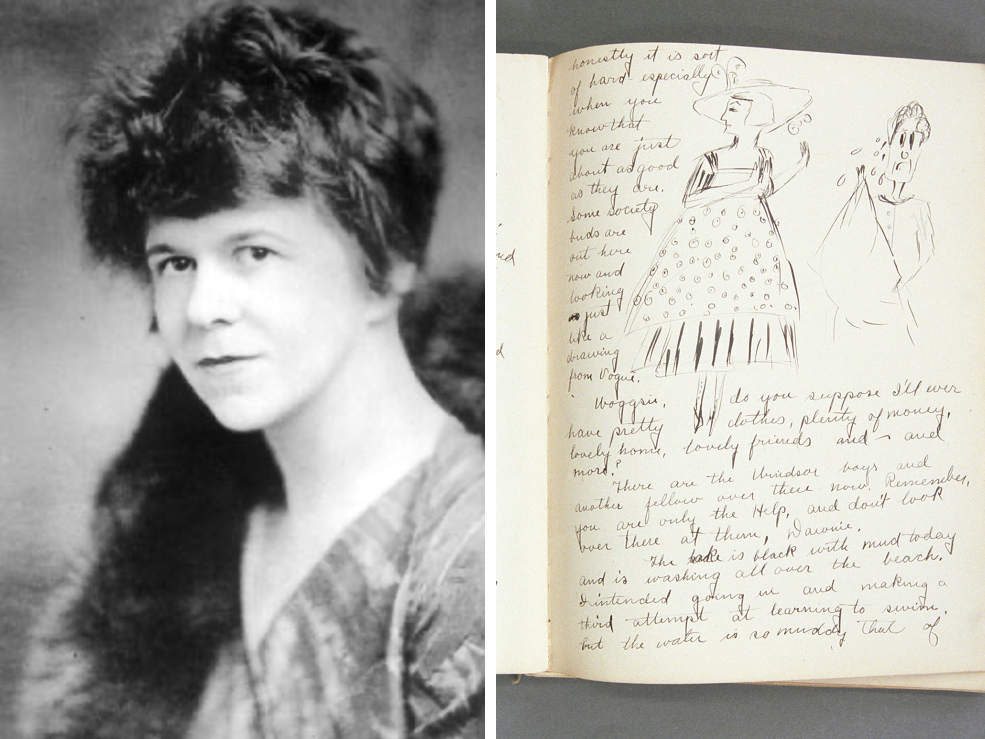 Powell circa 1930, and an entry in her diary circa 1914.
