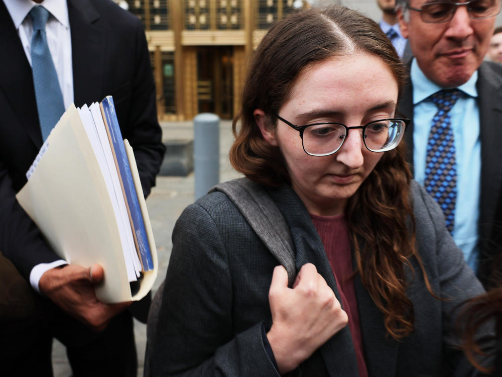Caroline Ellison, a former colleague and on-and-off girlfriend of Bankman-Fried, leaves Manhattan Federal Court in New York City after testifying against Bankman-Fried on Oct. 10, 2023.
