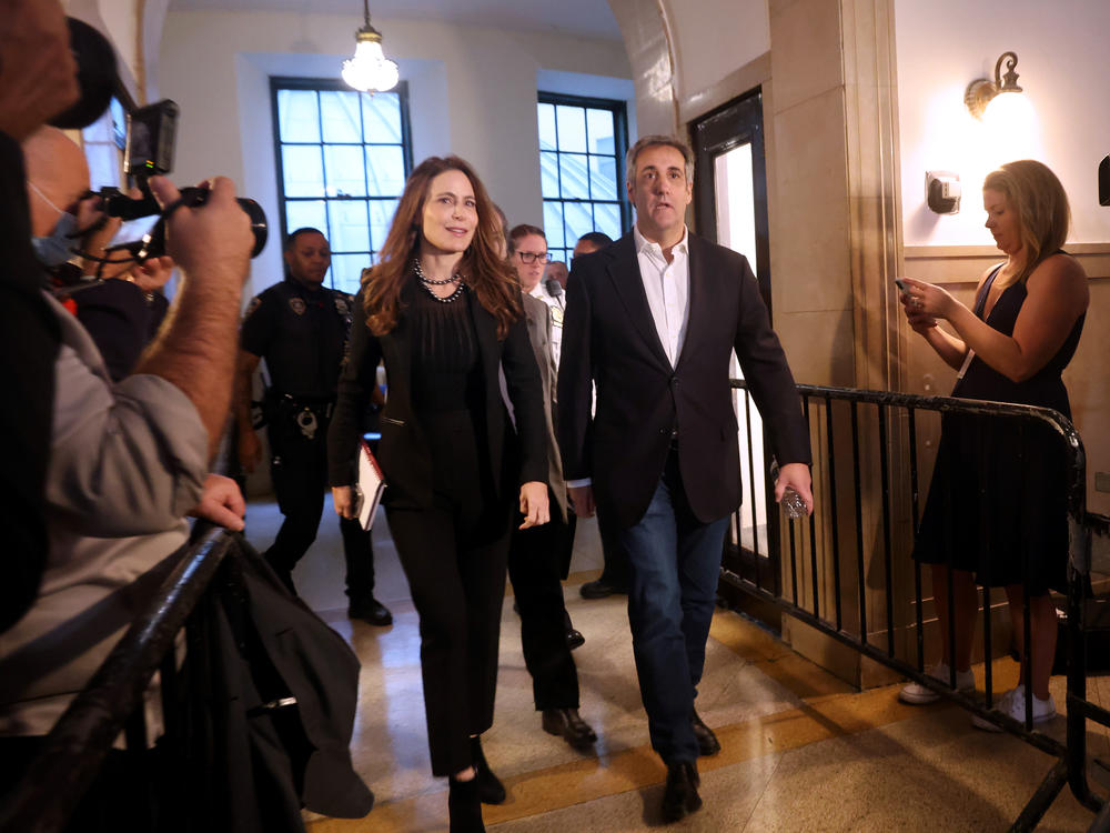 Former President Donald Trump's former lawyer Michael Cohen and his attorney Danya Perry arrive at Trump's civil fraud trial at New York State Supreme Court.