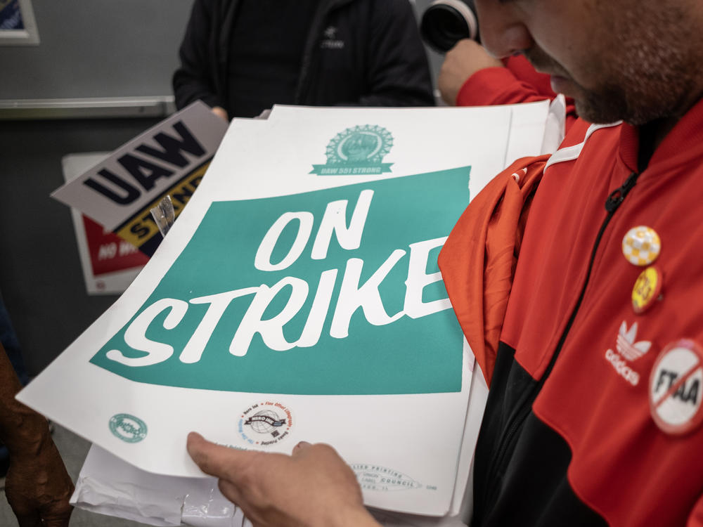 Fliers from a recent UAW strike in Chicago.
