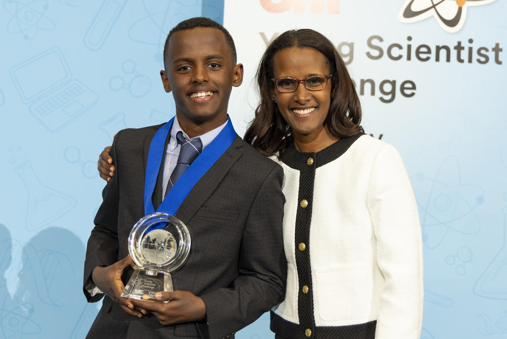 Bekele with his mother, Muluemebet Getachew. The family moved from Eithopia to the United States when Heman was 4 years old.